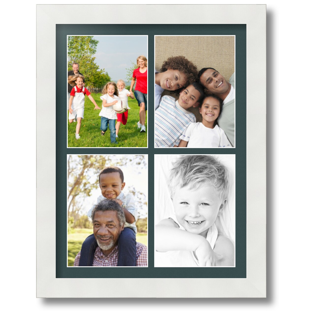 ArtToFrames Collage Photo Picture Frame with 4 - 5x7 inch Openings, Framed in White with Over 62 Mat Color Options and Regular Glass (CSM-3966-2153)